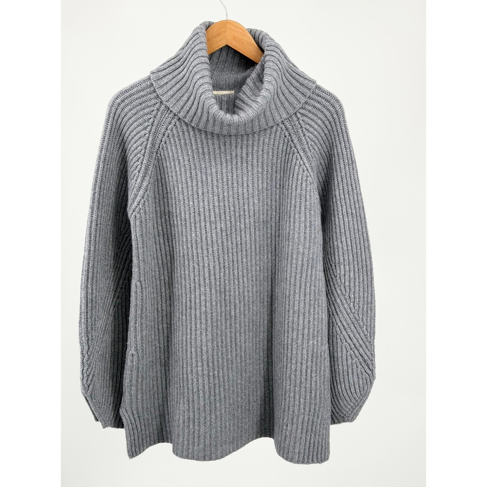 Khaite Nimbus Turtleneck Sweater Womens S Gray 100% Cashmere Ribbed Knit